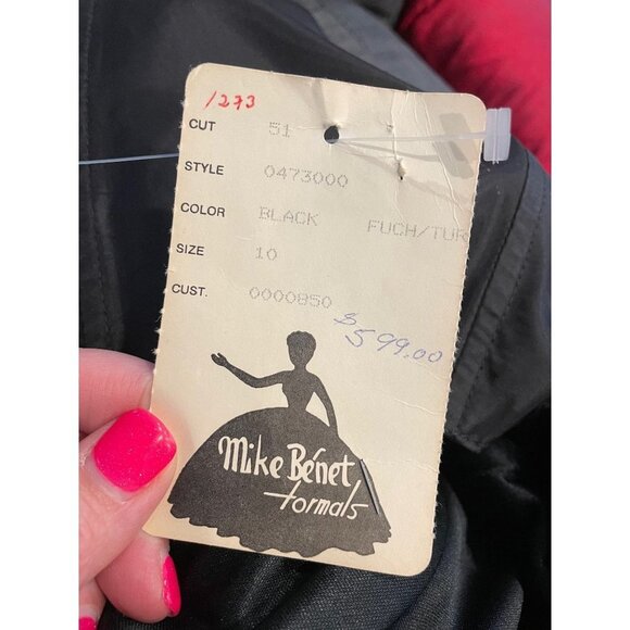 Mike Benet Formals Pink Blue Black Sequined Strapless Vintage Formal Dress Sz 10 - Picture 10 of 10